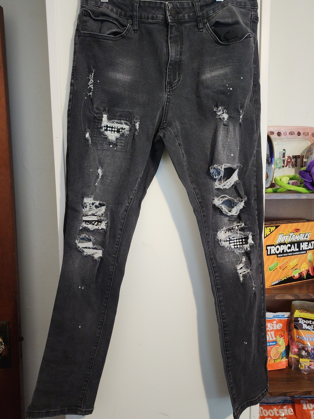 Rue21 Men's Black Distressed Skinny Jeans